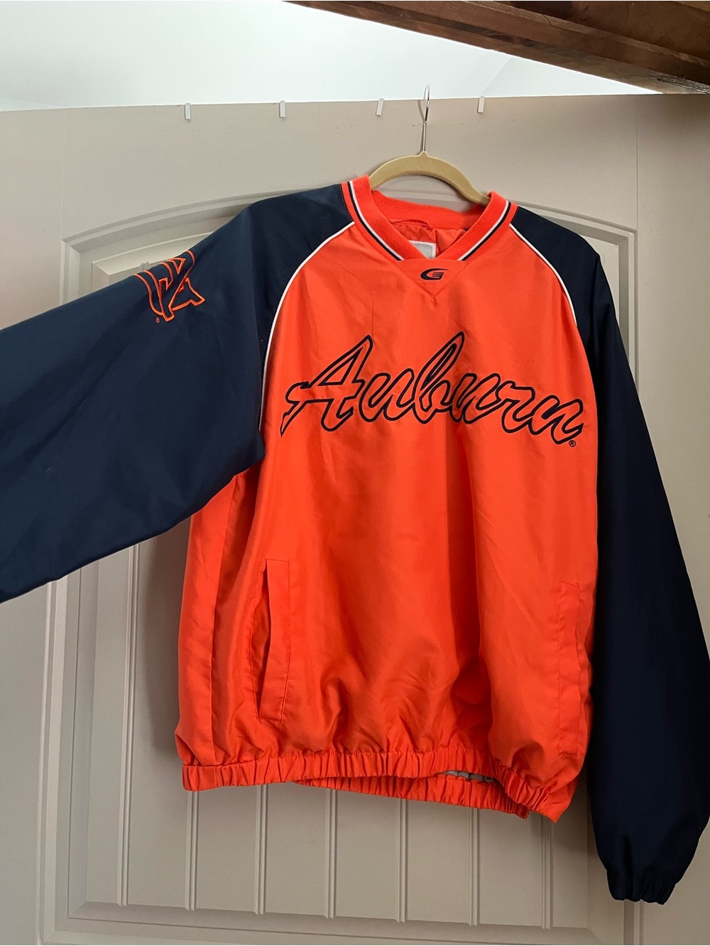 Auburn Kids Pullover Puffer Jacket - Orange & Navy